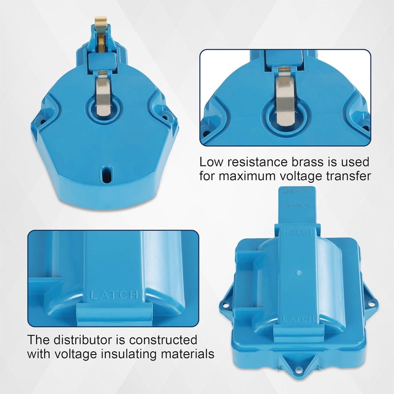 JDMSPEED HEI Distributor Cap and Rotor Replacement For K549 SBC 283 305 307 327 350 400 BBC 454 396 427 Blue Male Large Distributor Cap Rotor Kit - Image 3